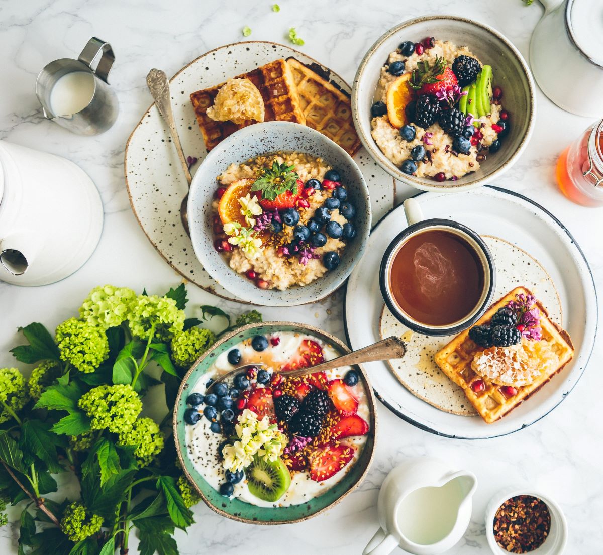Plates of healthy foods